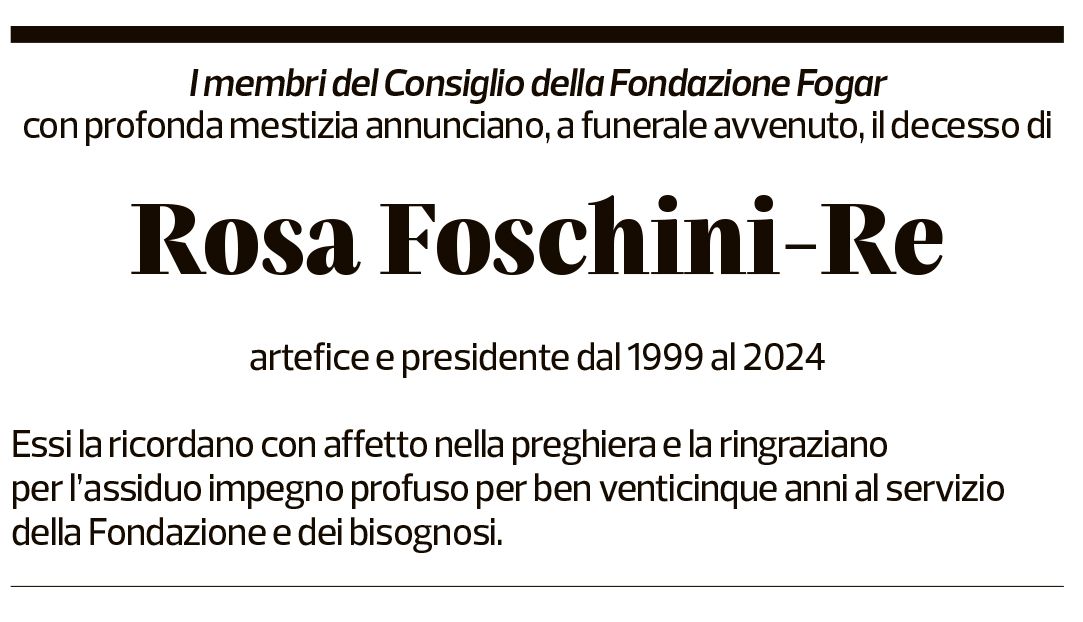 Annuncio funebre Rosa Foschini-re