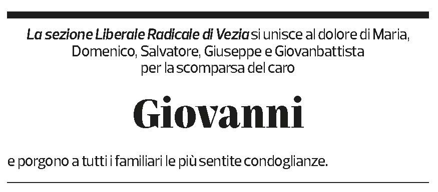 Annuncio funebre Giovanni Grano