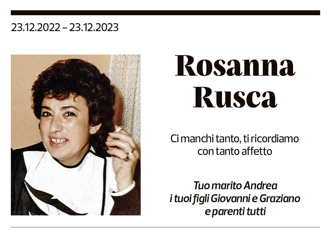Annuncio funebre Rosanna Rusca