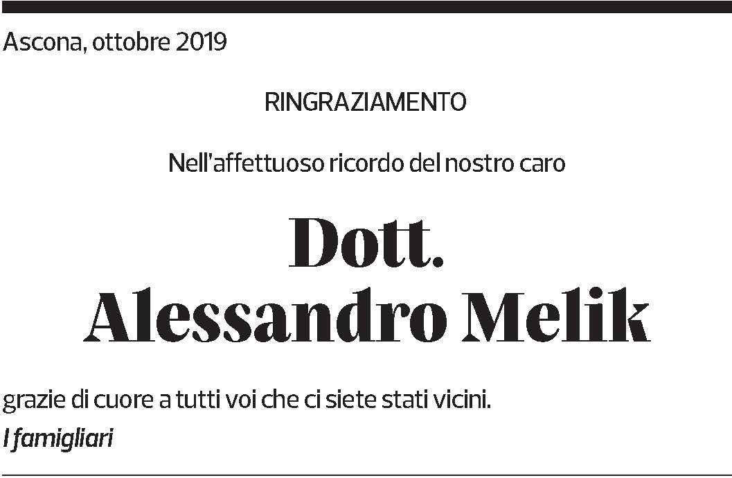 Annuncio funebre Alessandro Melik