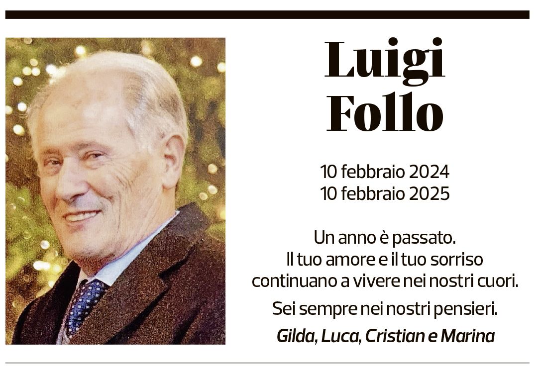 Annuncio funebre Luigi Follo