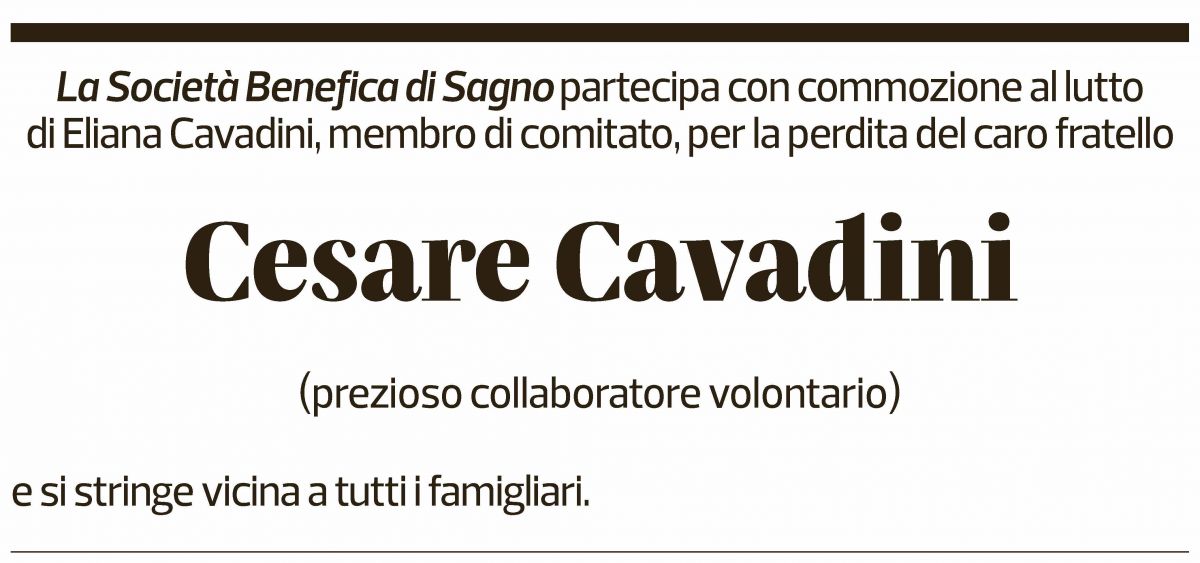 Annuncio funebre Cesare Cavadini
