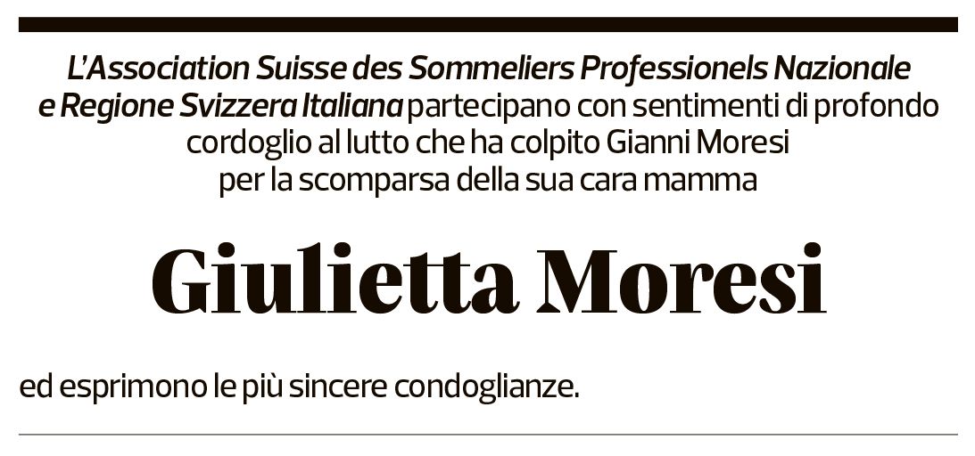 Annuncio funebre Giulietta Moresi