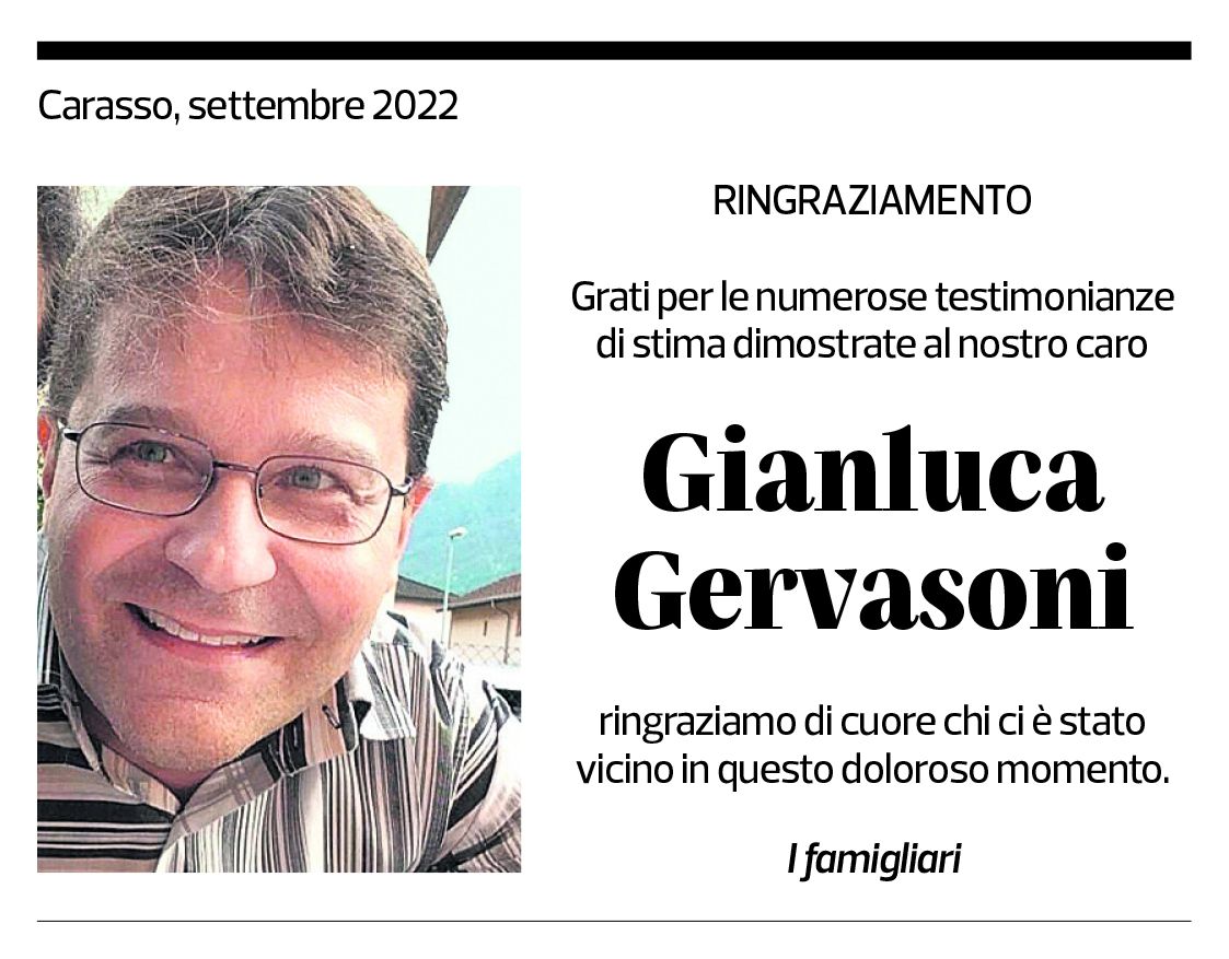 Annuncio funebre Gianluca Gervasoni