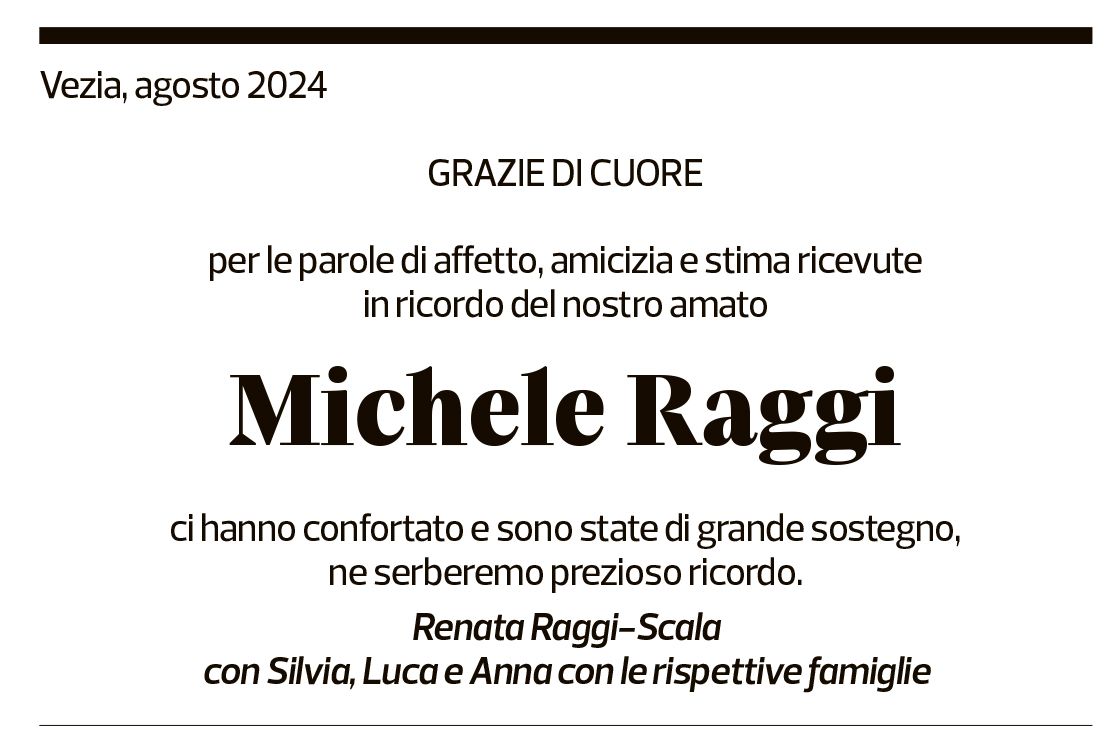 Annuncio funebre Michele Raggi