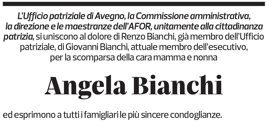 Annuncio funebre Angela Bianchi