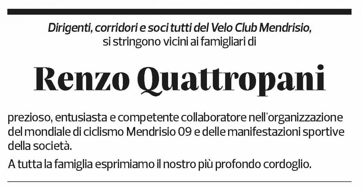 Annuncio funebre Renzo Quattropani