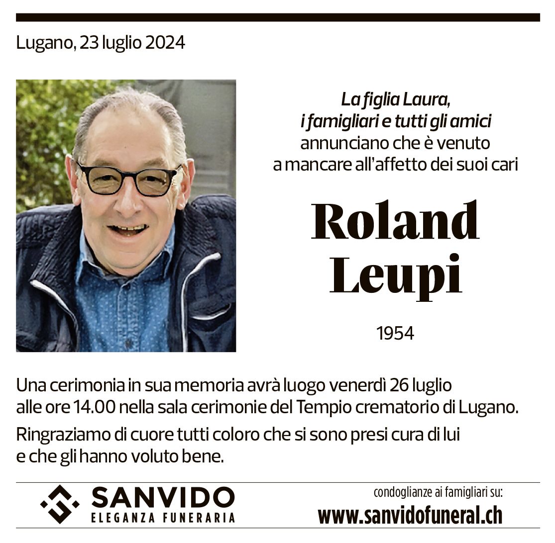 Annuncio funebre Roland Leupi