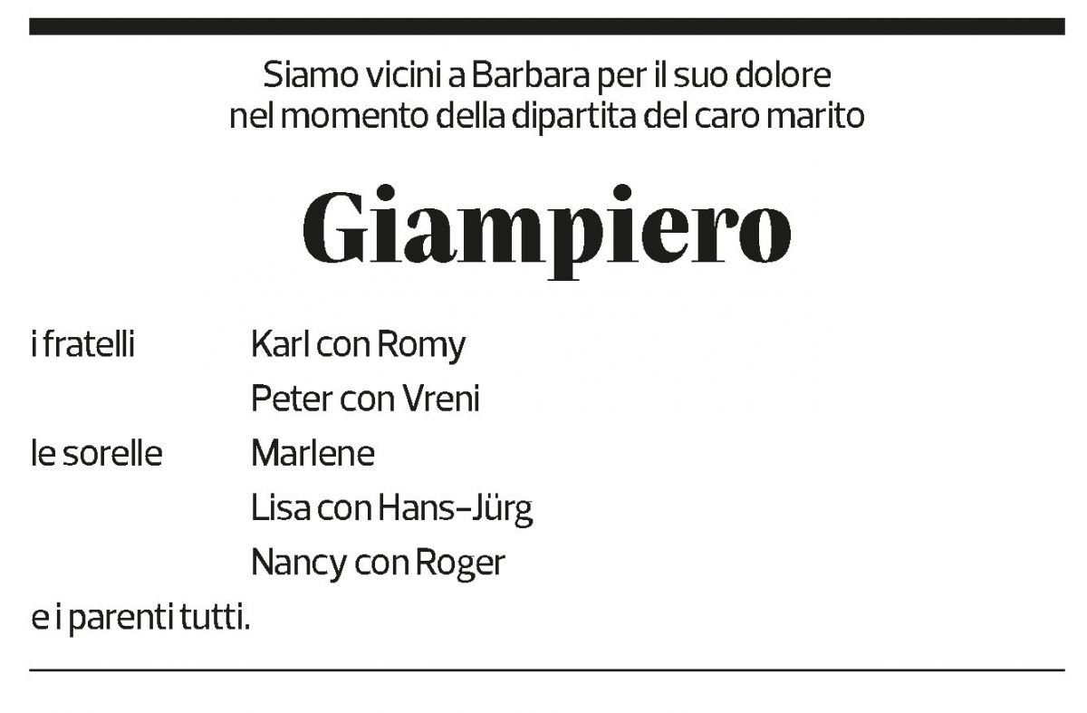 Annuncio funebre Giampiero Ferrazzini