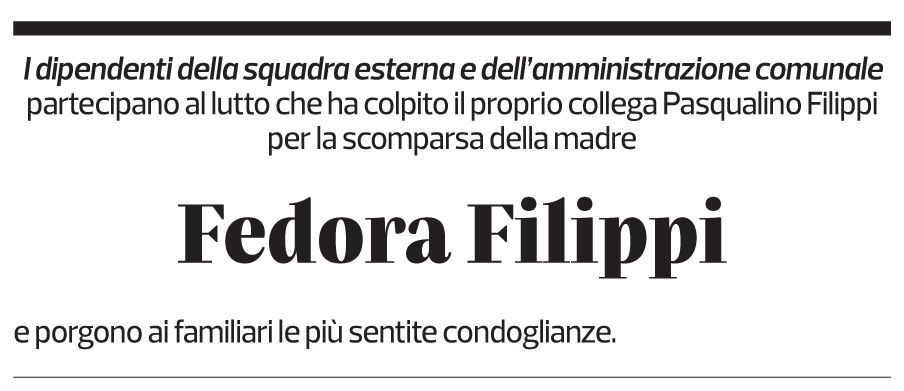 Annuncio funebre Fedora Filippi