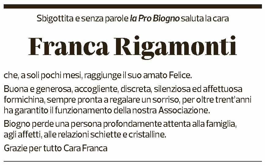 Annuncio funebre Franca Rigamonti