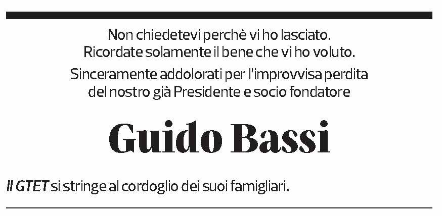 Annuncio funebre Guido Bassi