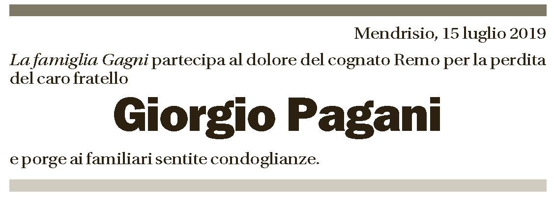 Annuncio funebre Giorgio Pagani