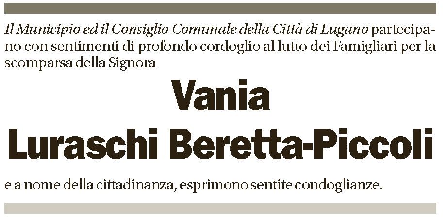 Annuncio funebre Vania Luraschi Beretta-piccoli