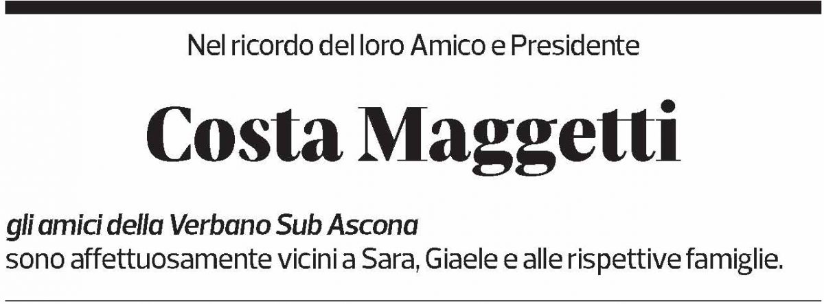 Annuncio funebre Costa Maggetti