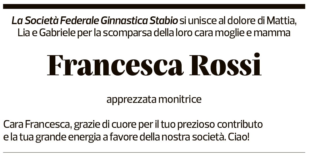 Annuncio funebre Francesca Rossi-lavizzari