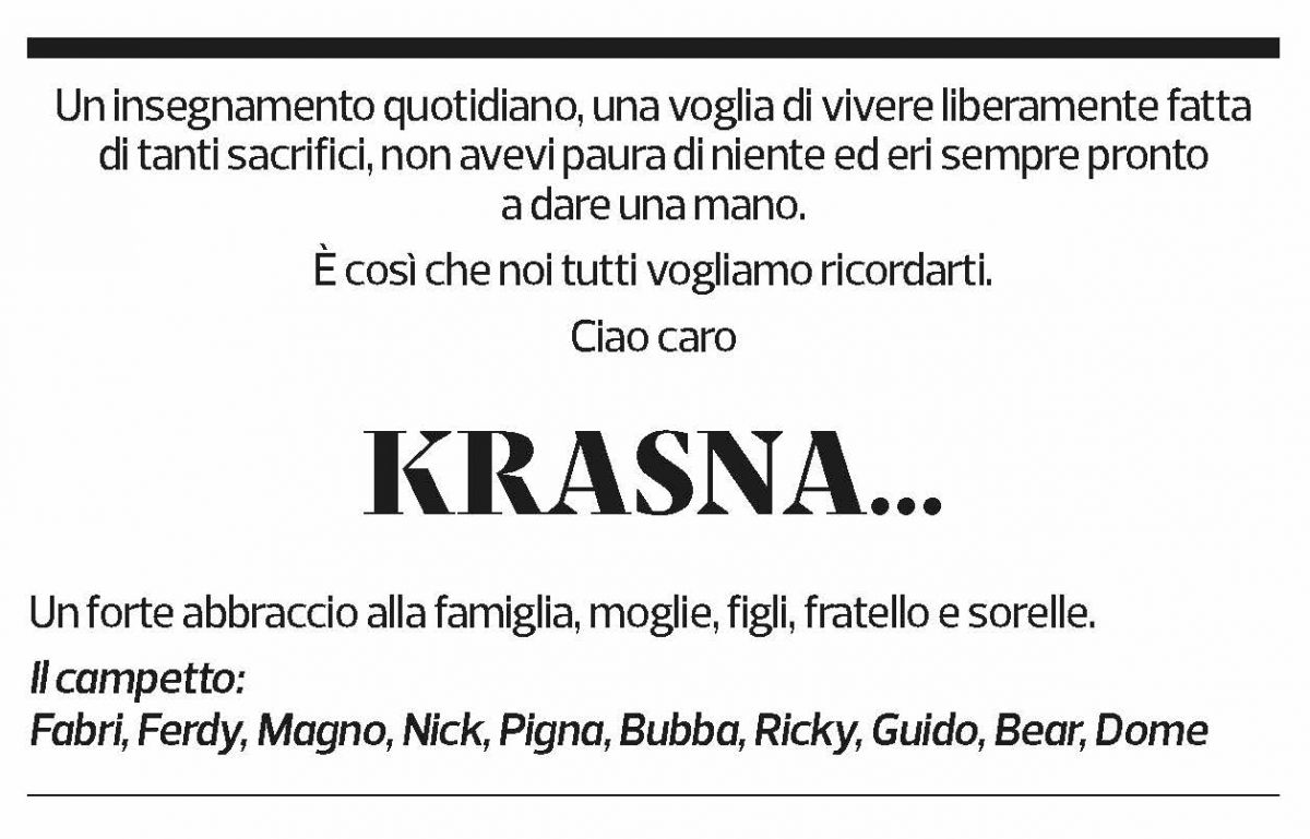 Annuncio funebre Flamur Krasniqi