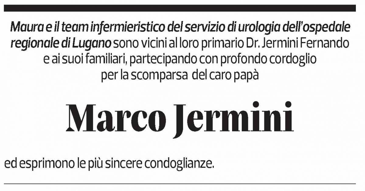 Annuncio funebre Marco Jermini
