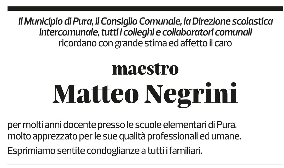 Annuncio funebre Matteo Negrini