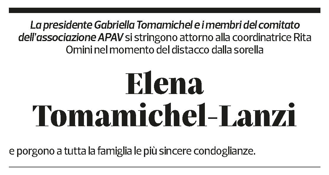 Annuncio funebre Elena Tomamichel-lanzi