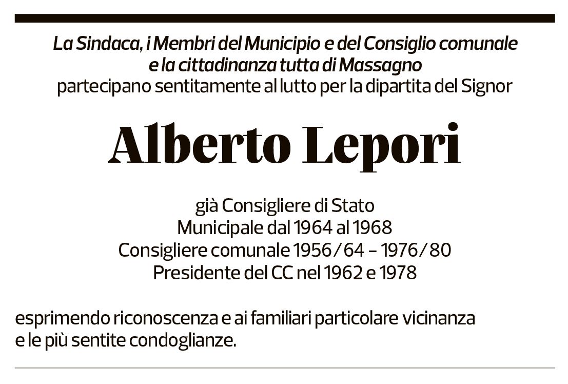 Annuncio funebre Alberto Lepori