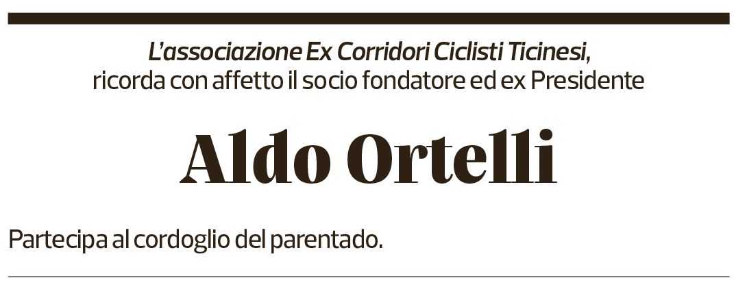 Annuncio funebre Aldo Ortelli