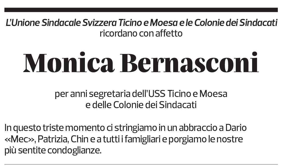 Annuncio funebre Monica Bernasconi