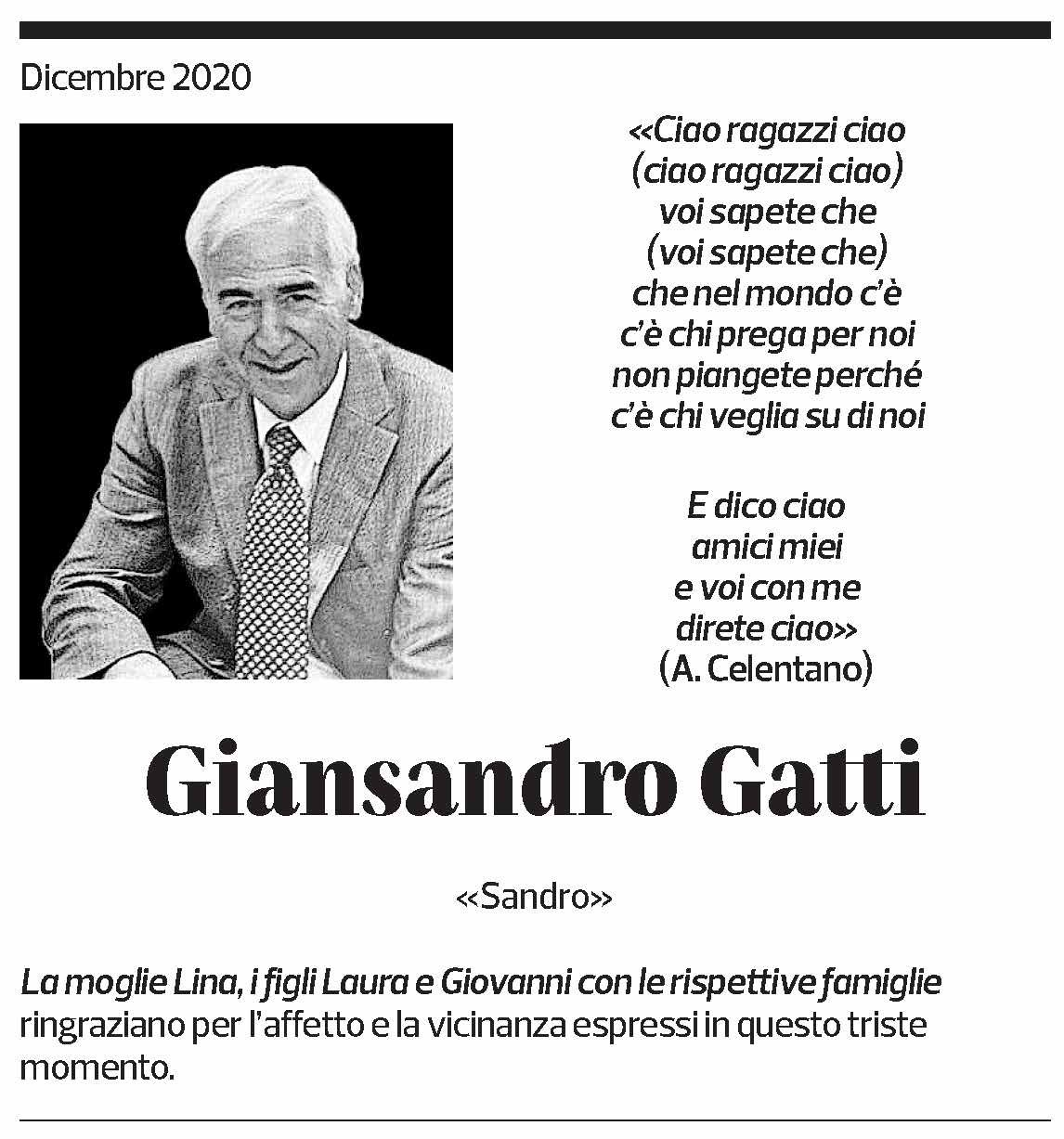 Annuncio funebre Giansandro Gatti