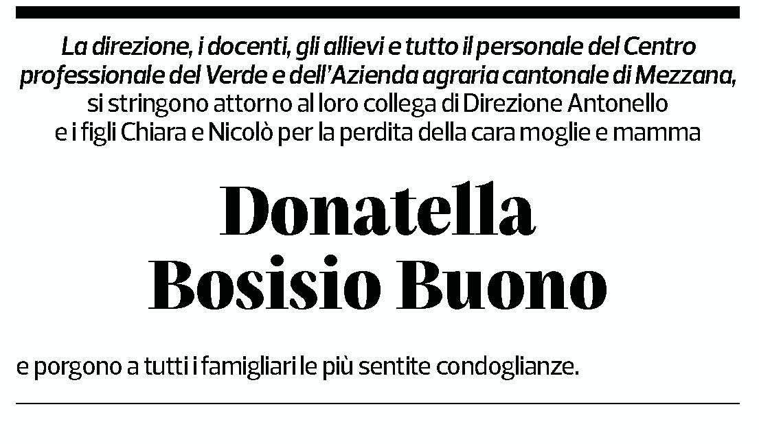 Annuncio funebre Donatella Bosisio Buono