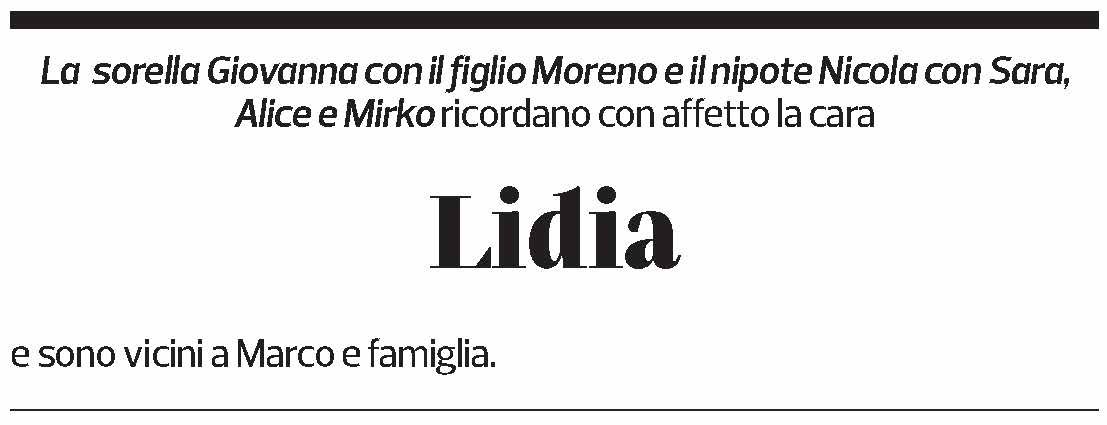 Annuncio funebre Lidia Brenta