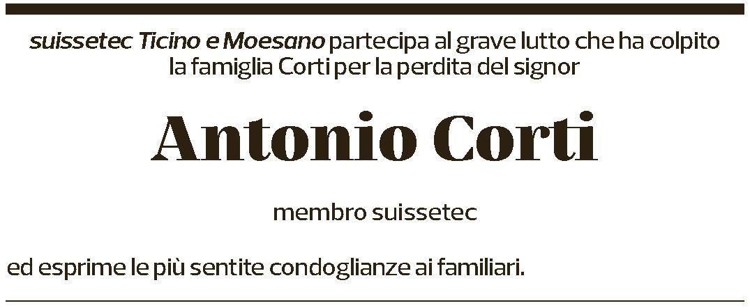 Annuncio funebre Antonio Corti