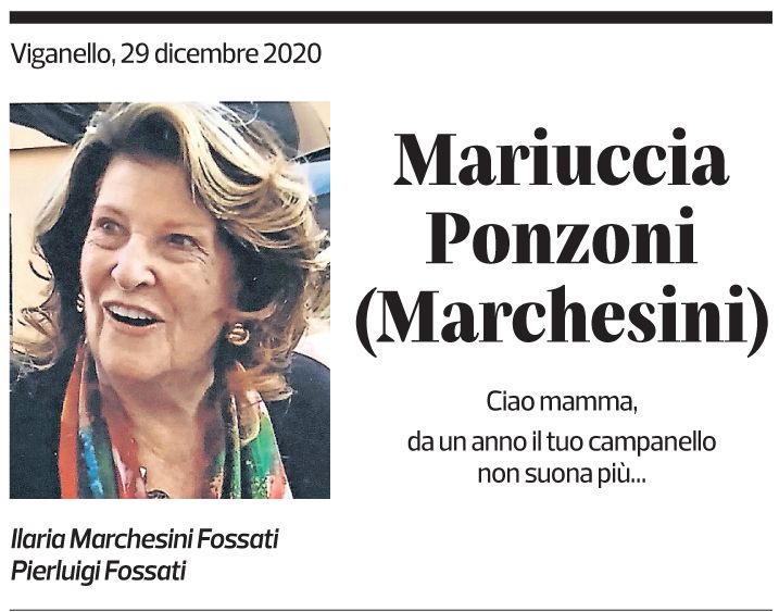 Annuncio funebre Mariuccia Pozoni (marchesini)