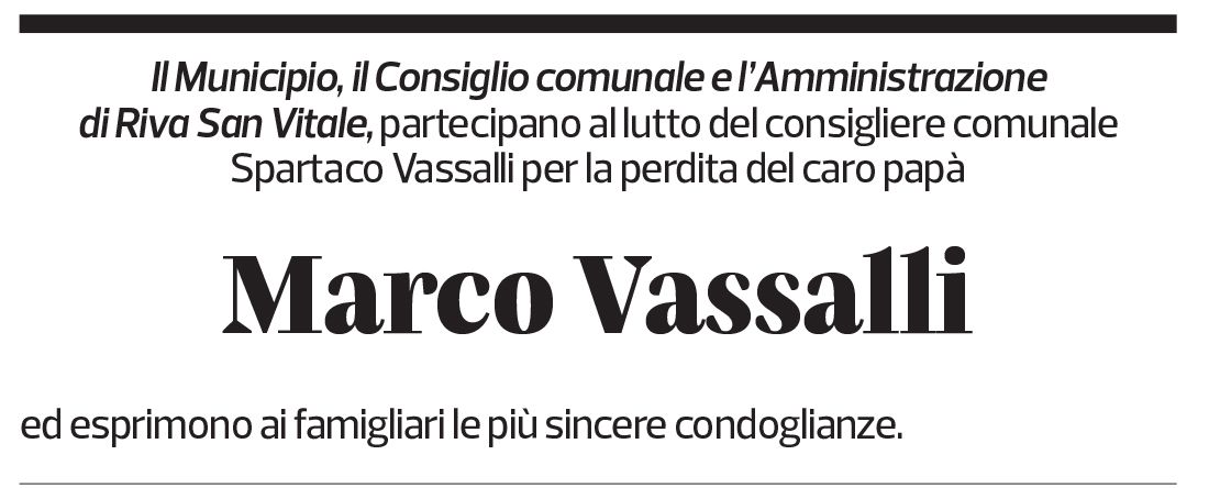 Annuncio funebre Marco Vassalli