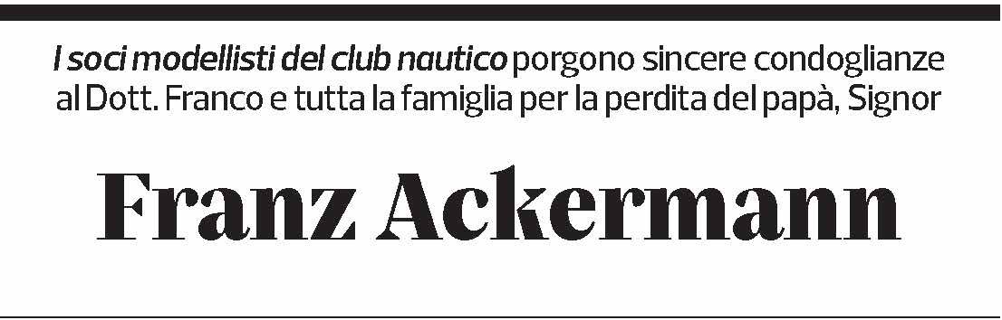 Annuncio funebre Franz Ackermann