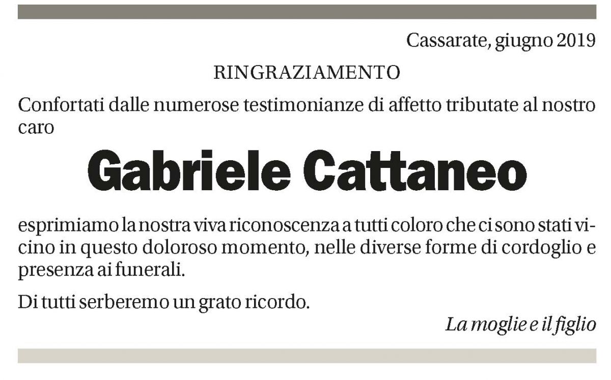 Annuncio funebre Gabriele Cattaneo