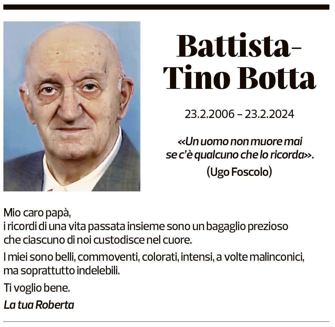 Annuncio funebre Battista-tino Botta