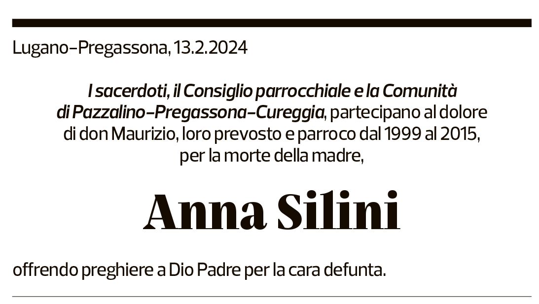 Annuncio funebre Anna Silini