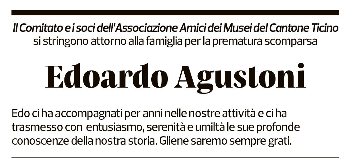 Annuncio funebre Edoardo Agustoni