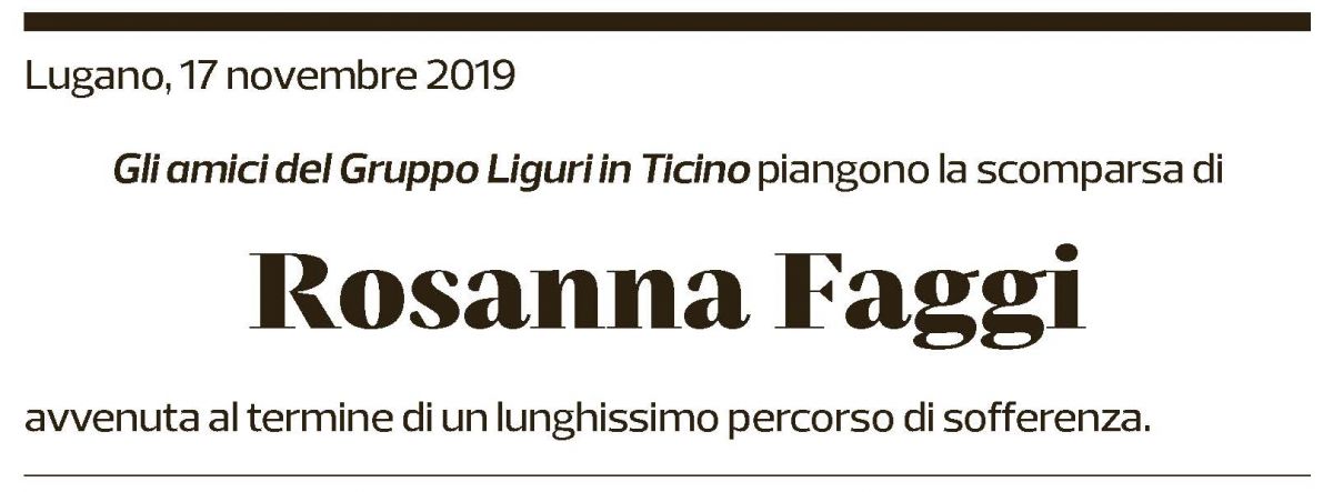 Annuncio funebre Rosanna Faggi