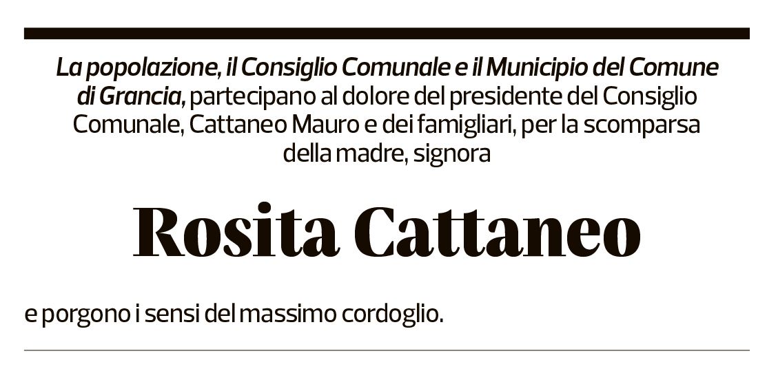 Annuncio funebre Rosita Cattaneo