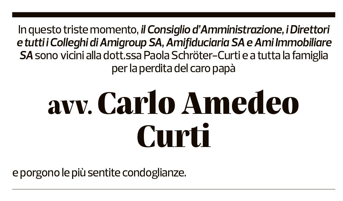 Annuncio funebre Carlo Amedeo Curti