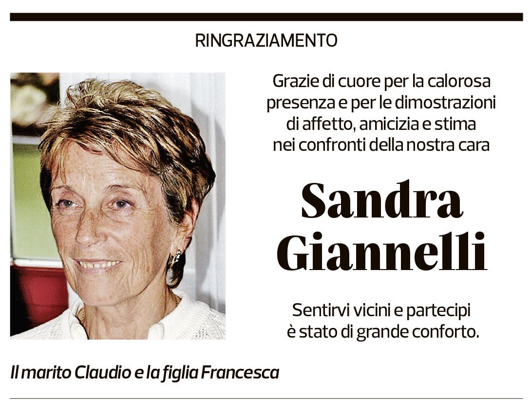 Annuncio funebre Sandra Giannelli