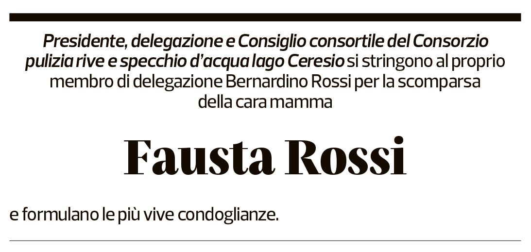 Annuncio funebre Fausta Rossi