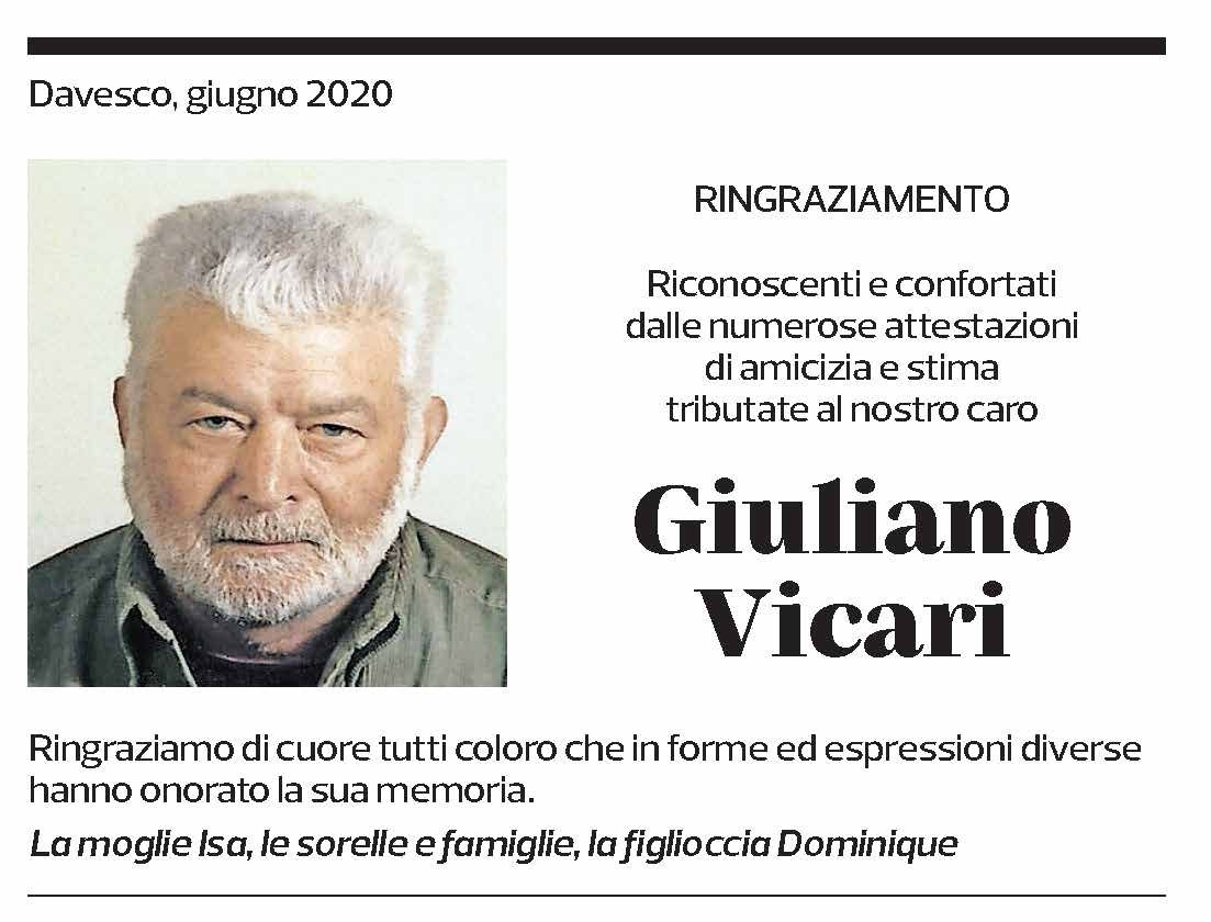 Annuncio funebre Giuliano Vicari