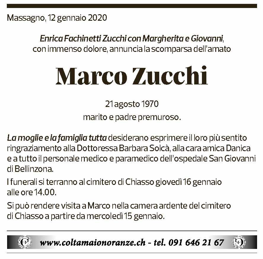 Annuncio funebre Marco Zucchi