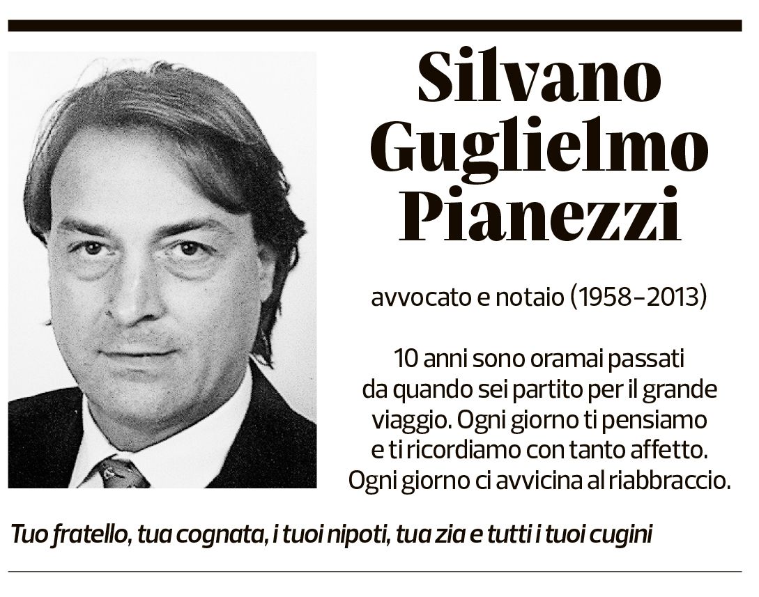 Annuncio funebre Silvano Guglielmo Pianezzi