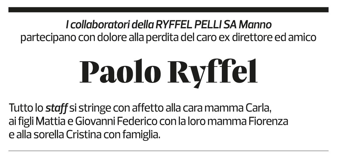 Annuncio funebre Paolo Ryffel