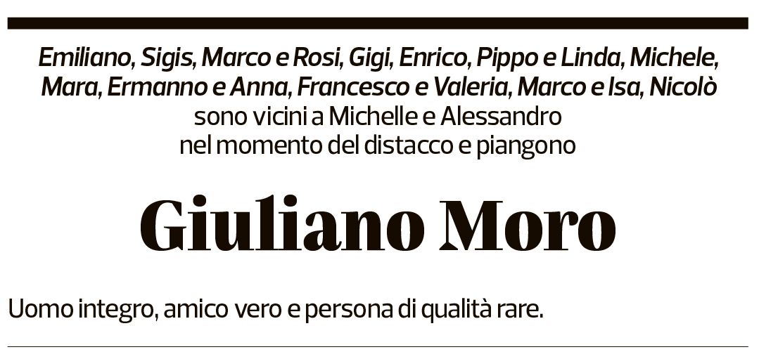 Annuncio funebre Giuliano Moro