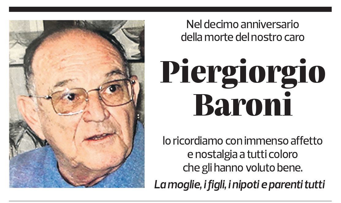 Annuncio funebre Piergiorgio Baroni