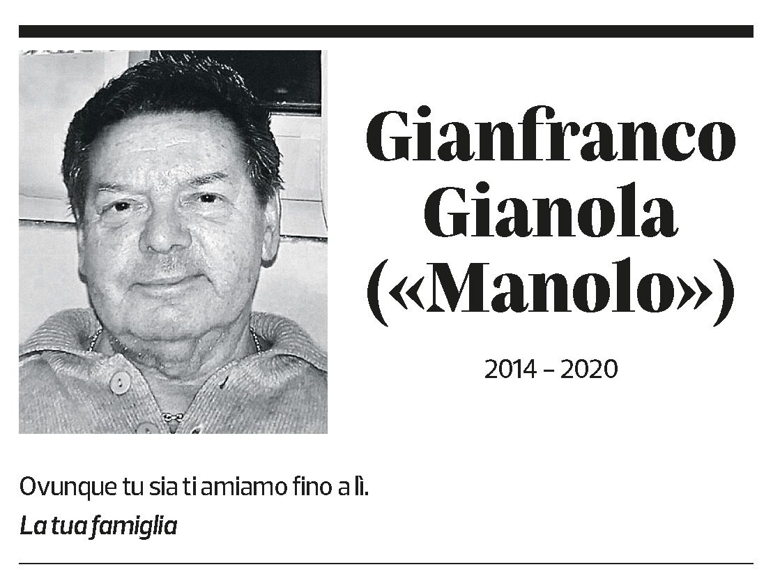 Annuncio funebre Gianfranco Gianola